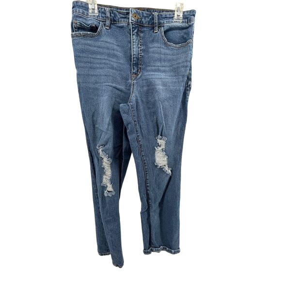 Sofia Vergara Medium Wash Distressed Blue Denim Flare Jeans Women's Size 10 - Picture 2 of 9